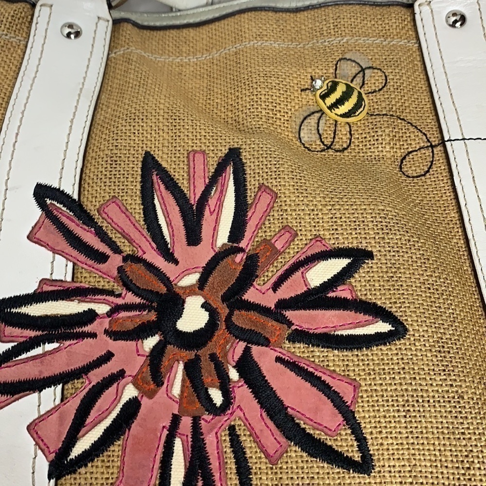 COACH Bees And Flowers Appliqué Burlap And Leather - Picture 9 of 14